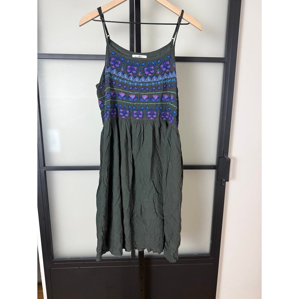 Natural Life Sara Embroidered Mini Dress-Charcoal Size Large - Picture 1 of 7